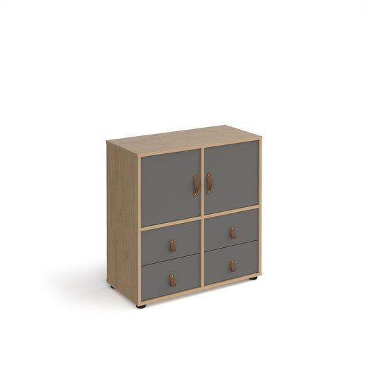 Universal cube storage unit 875mm high on glides with cupboards and 2 sets of drawers - Office Products Online