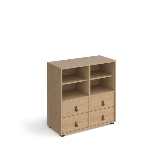 Universal cube storage unit 875mm high on glides with matching shelves and 2 sets of drawers - Office Products Online