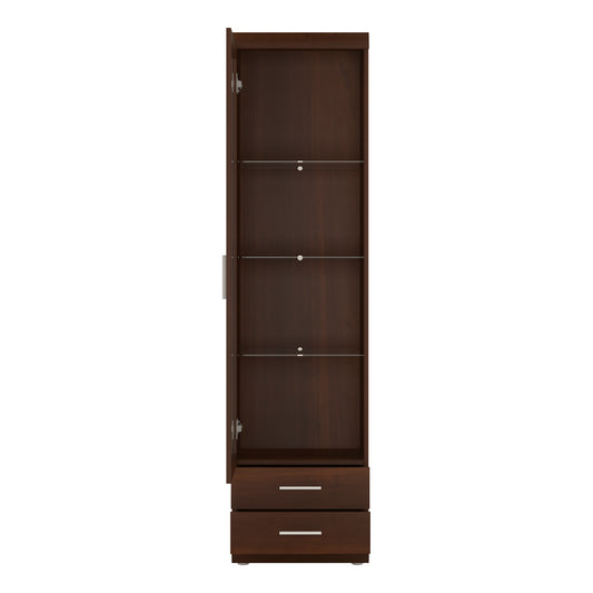 Sovereign Tall Glazed 1 Door 2 Drawer Narrow Cabinet in Dark Mahogany Melamine