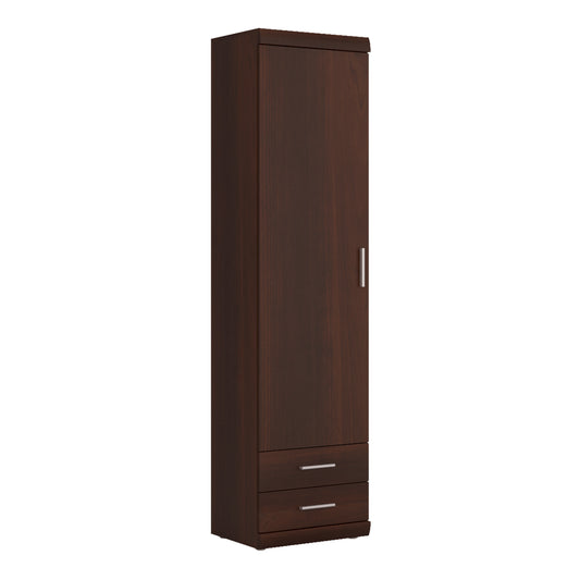 Sovereign Tall 1 Door 2 Drawer Narrow Cabinet in Dark Mahogany Melamine