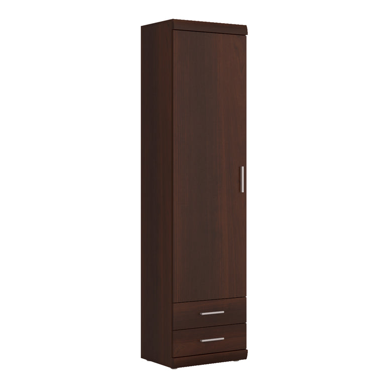 Sovereign Tall 1 Door 2 Drawer Narrow Cabinet in Dark Mahogany Melamine