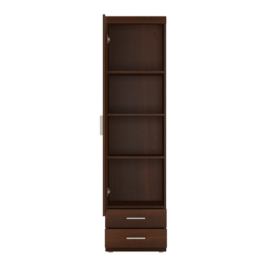 Sovereign Tall 1 Door 2 Drawer Narrow Cabinet in Dark Mahogany Melamine