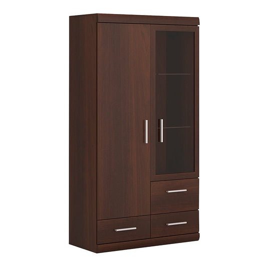 Sovereign 2 Door 3 Drawer Glazed Display Cabinet in Dark Mahogany Melamine