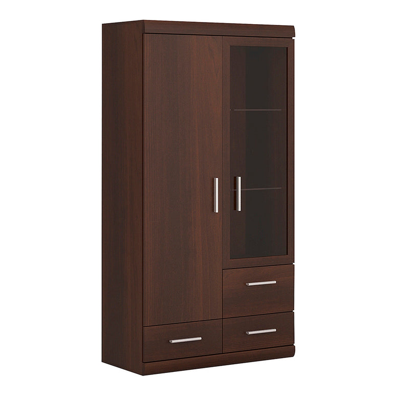 Sovereign 2 Door 3 Drawer Glazed Display Cabinet in Dark Mahogany Melamine
