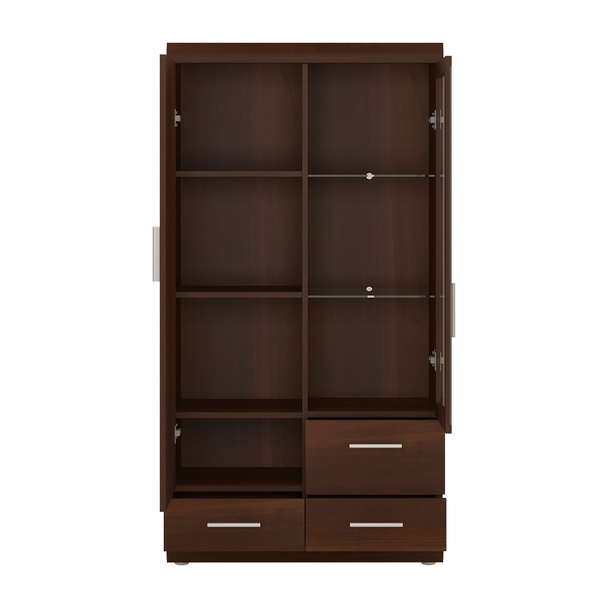 Sovereign 2 Door 3 Drawer Glazed Display Cabinet in Dark Mahogany Melamine
