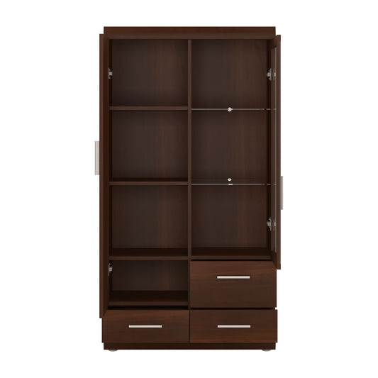 Sovereign 2 Door 3 Drawer Glazed Display Cabinet in Dark Mahogany Melamine