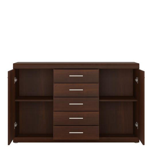 Sovereign 2 Door 5 Drawer Sideboard in Dark Mahogany Melamine