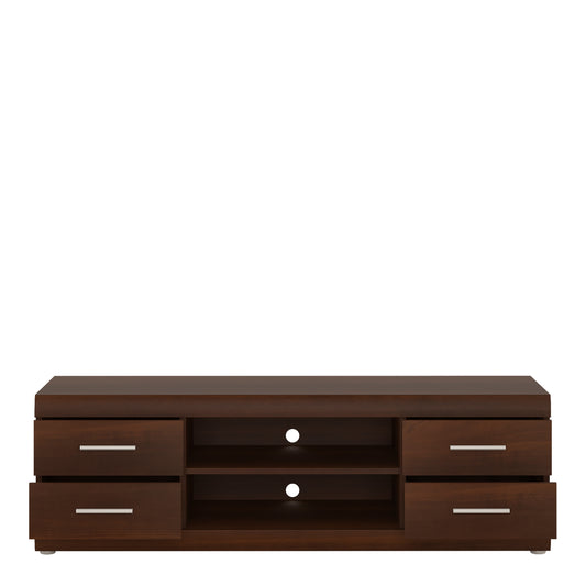 Sovereign Wide 4 Drawer TV Cabinet in Dark Mahogany Melamine