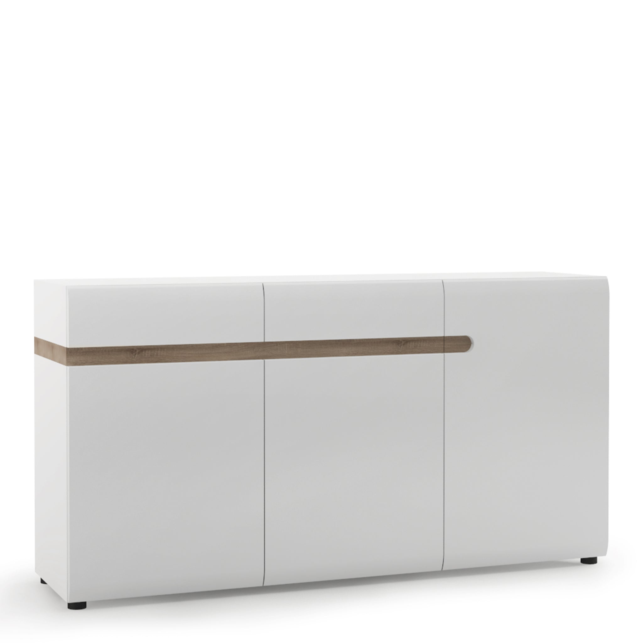 Notting hill 2 Drawer 3 door sideboard in White with Oak Trim