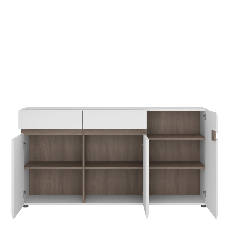 Notting hill 2 Drawer 3 door sideboard in White with Oak Trim