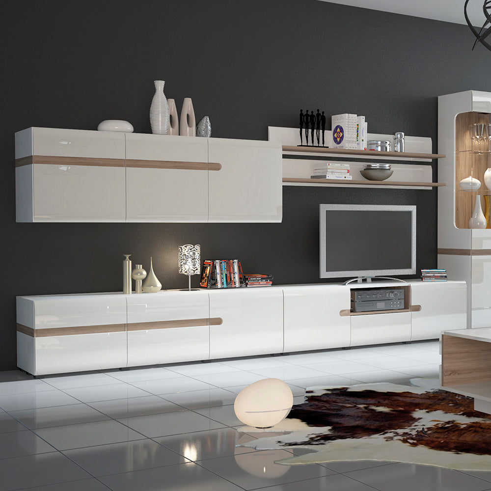 Notting hill Wall Shelf  in White with Oak Trim