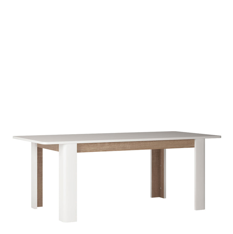 Notting hill Extending Dining Table  in White with Oak Trim