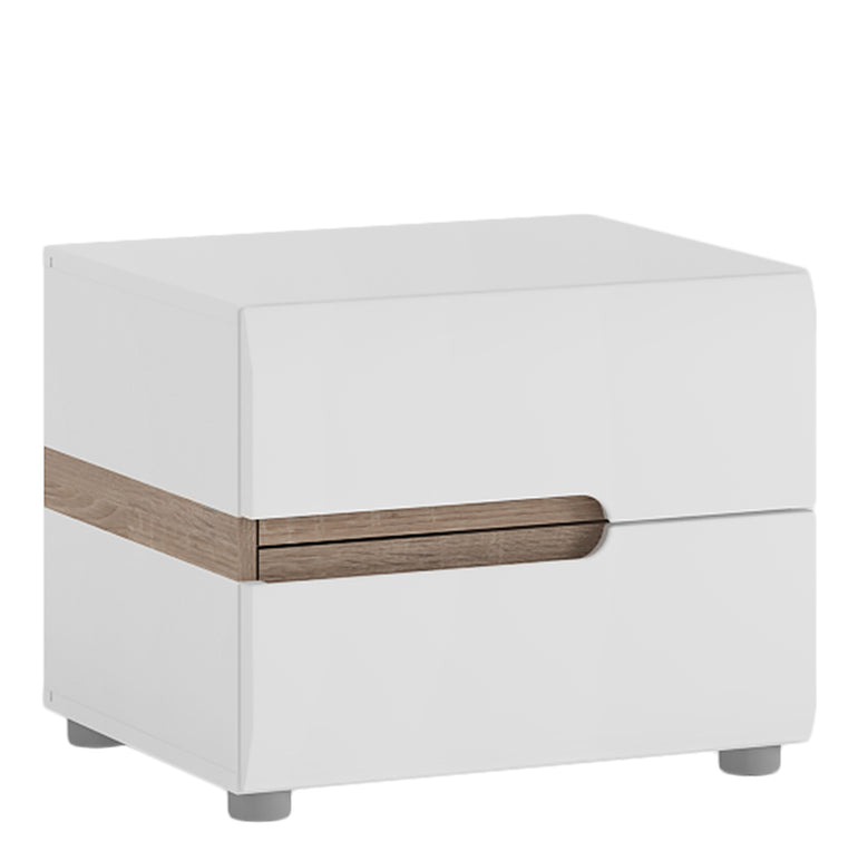 Notting hill 2 Drawer Bedside in White with Oak Trim