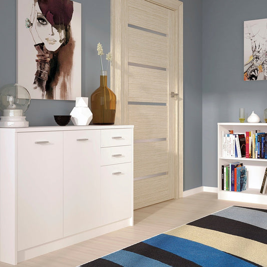 4 You 3 Door 2 Drawer Wide cupboard in Pearl White