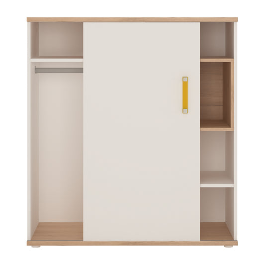 To Play Low Cabinet with shelves (Sliding Door) in Light Oak and white High Gloss (orange handles)