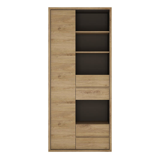 Shetland Tall wide 1 door 4 drawer bookcase