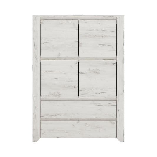 Seraph 4 Door 2 Drawer Cupboard in White Craft Oak