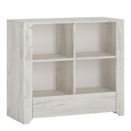 Seraph 1 Drawer Low Bookcase in White Craft Oak