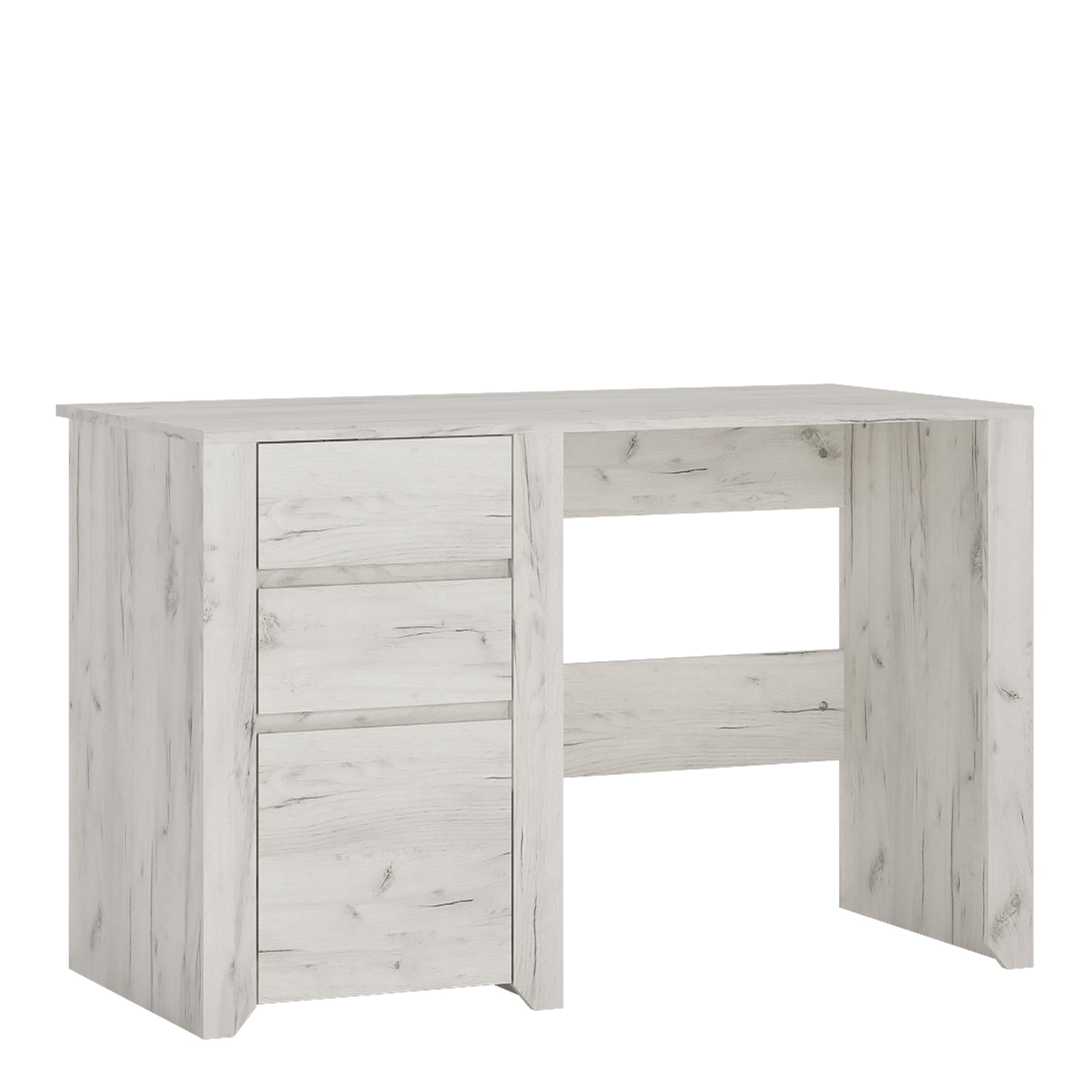 Seraph 3 Drawer Desk in White Craft Oak