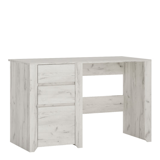 Seraph 3 Drawer Desk in White Craft Oak