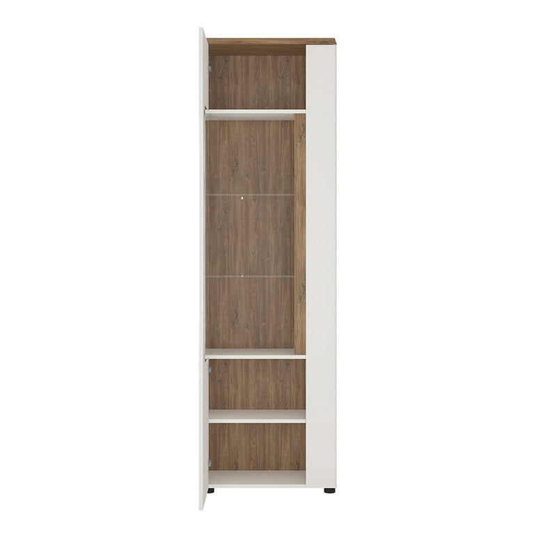 Toledo 1 door display cabinet in White and Oak
