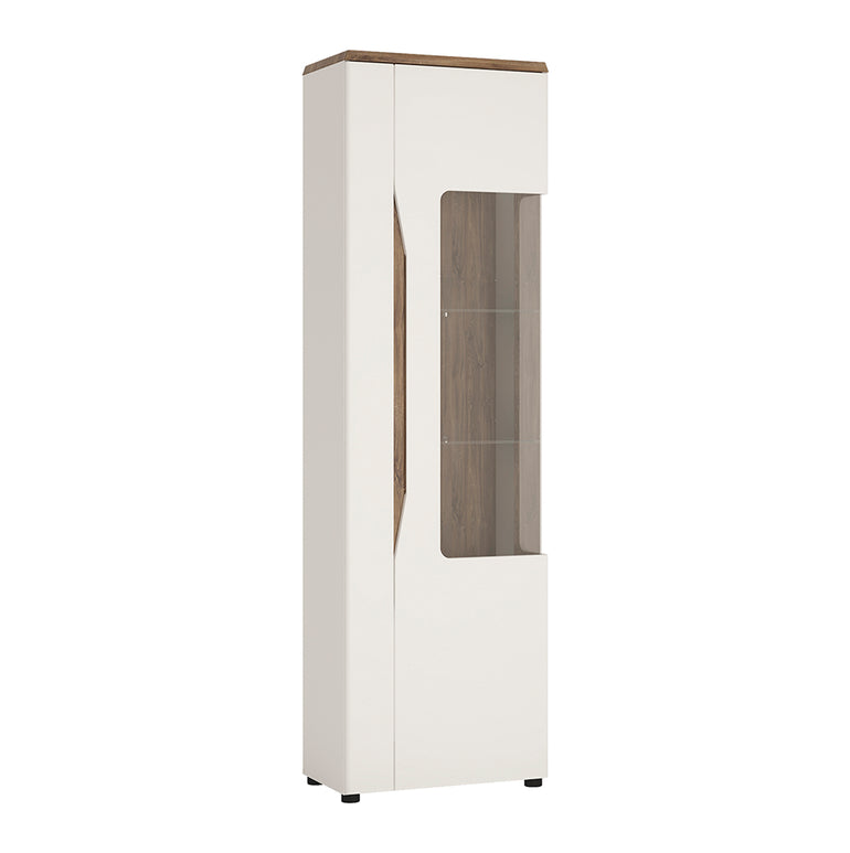 Toledo 1 door display cabinet in White and Oak