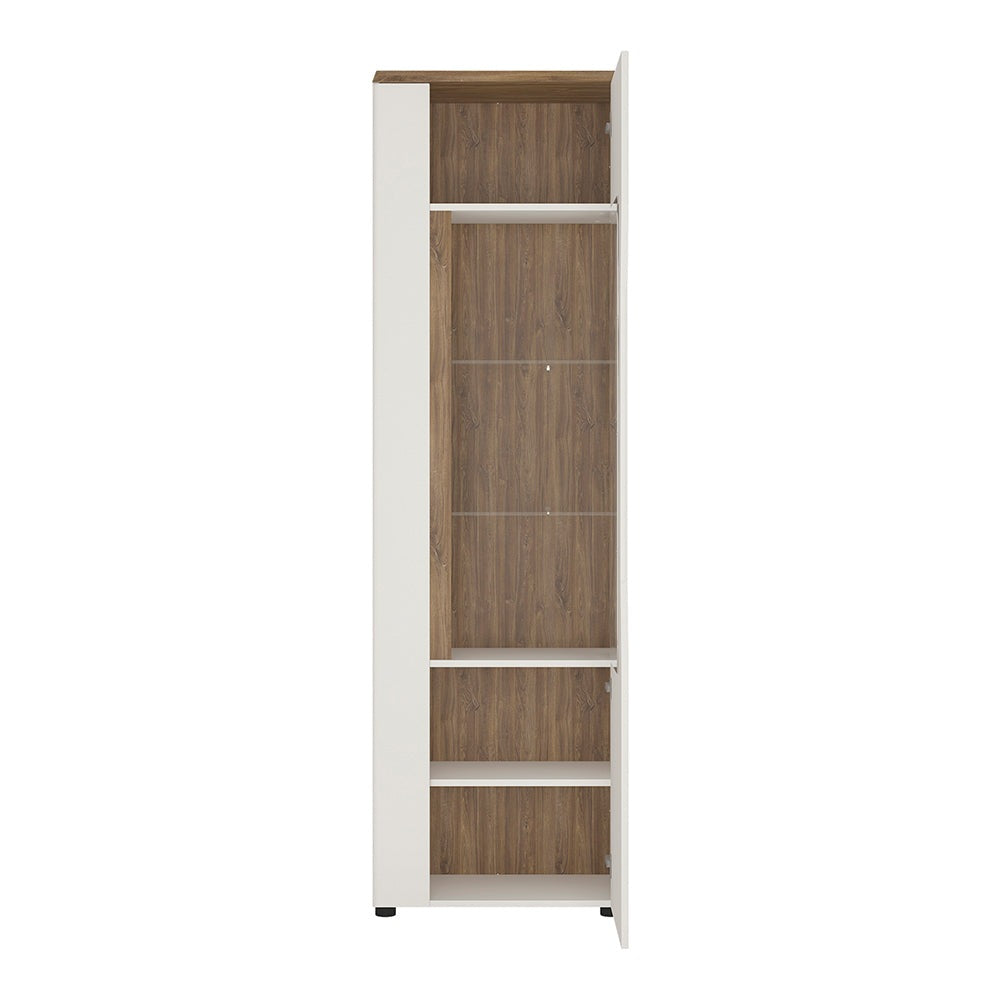 Toledo 1 door display cabinet in White and Oak