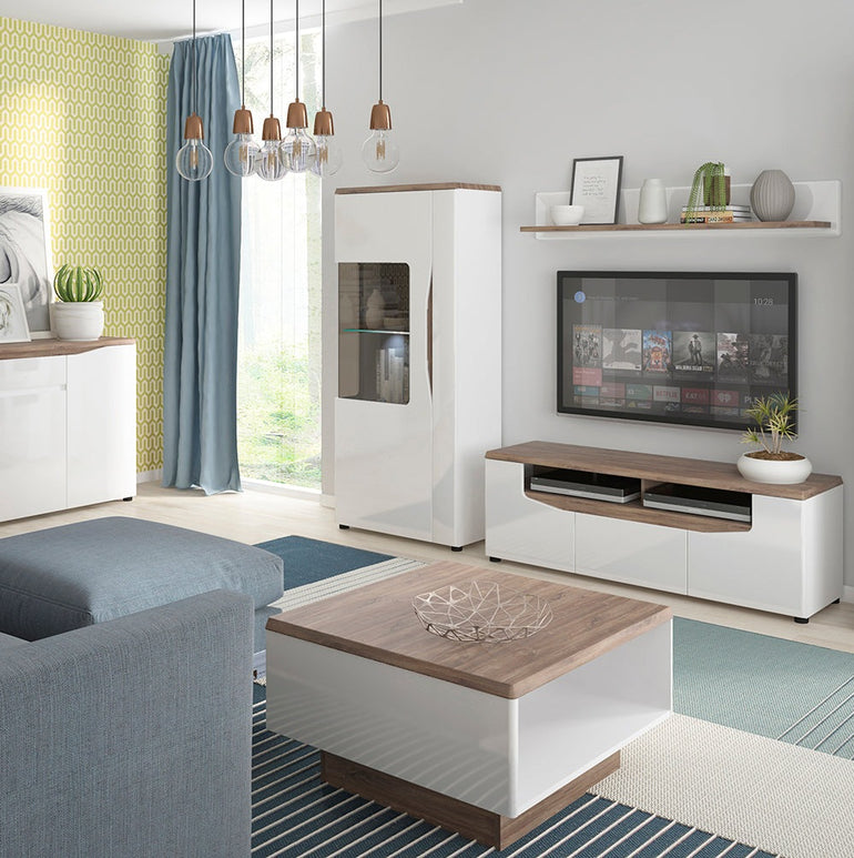 Toledo 1 door low display cabinet in White and Oak