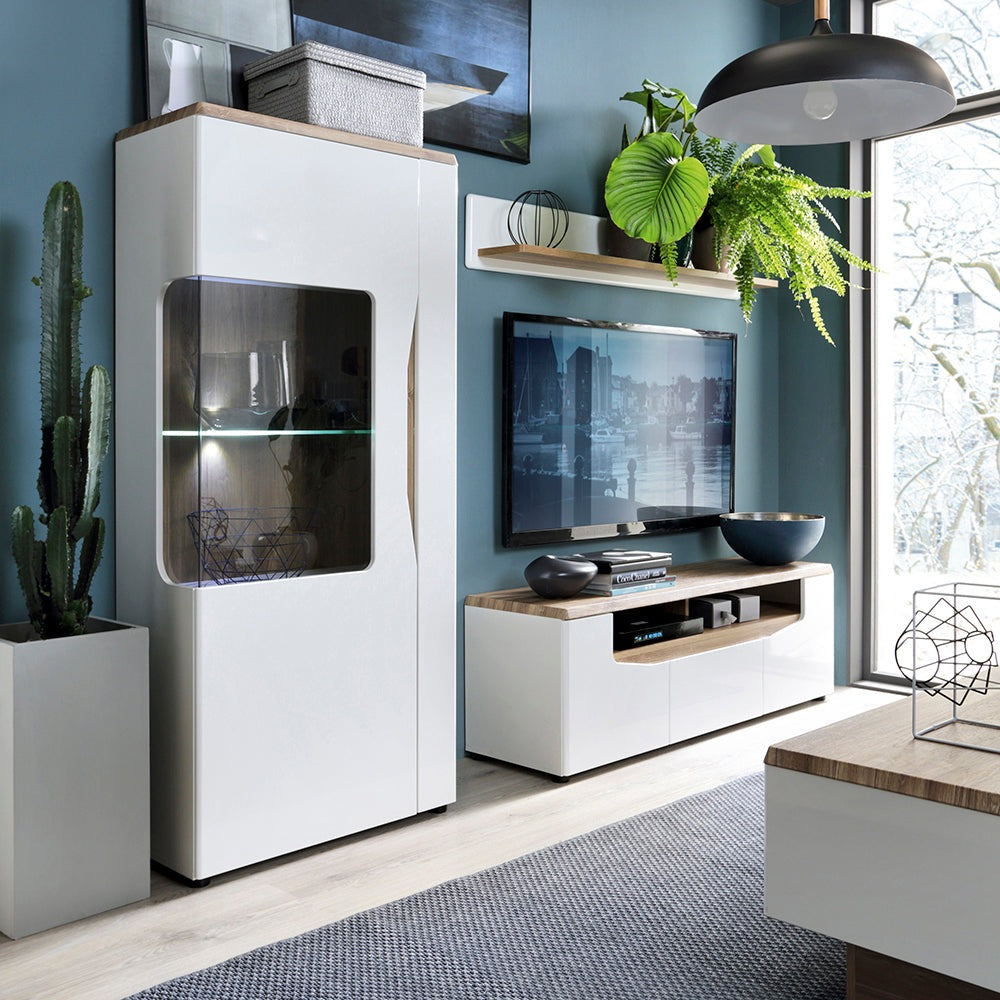 Toledo 1 door low display cabinet in White and Oak