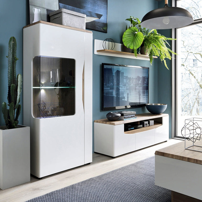 Toledo 1 door low display cabinet in White and Oak