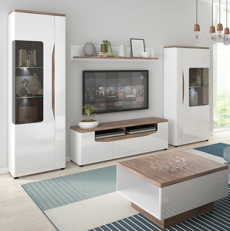 Toledo 1 door low display cabinet in White and Oak