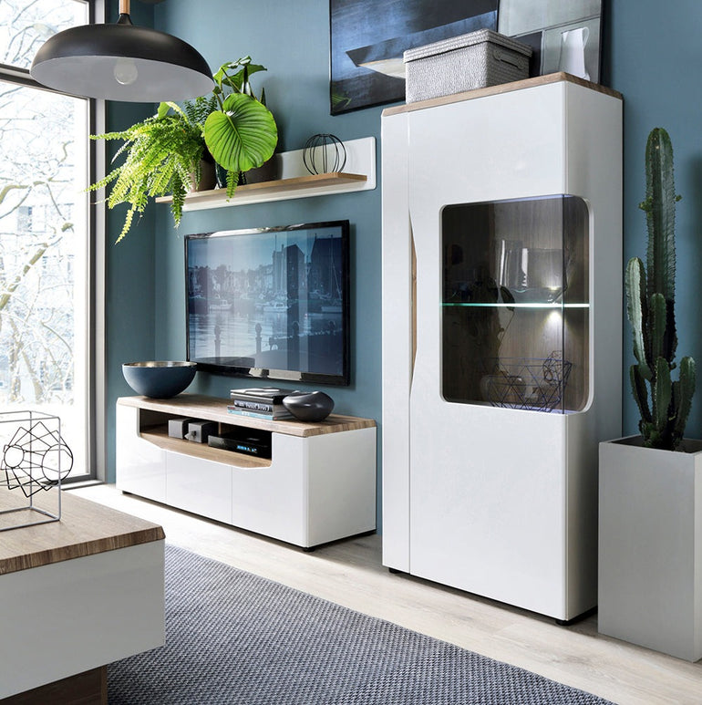 Toledo 1 door low display cabinet in White and Oak