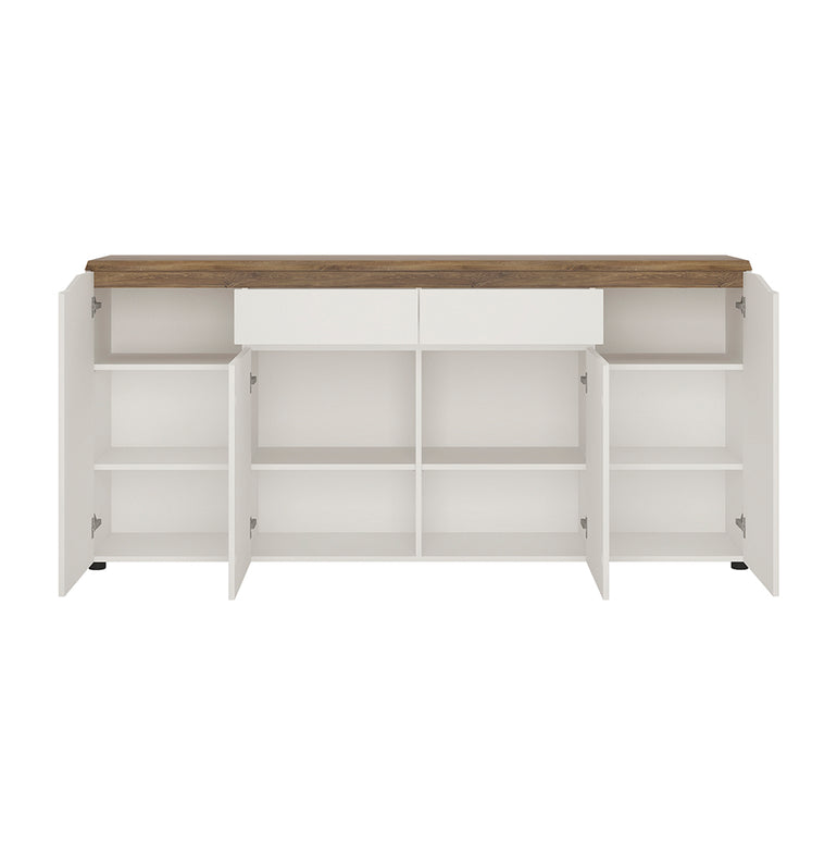 Toledo 4 door 2 drawer sideboard in White and Oak
