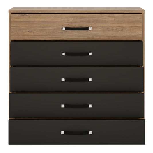 Andorra 5 drawer chest in Oak and Black