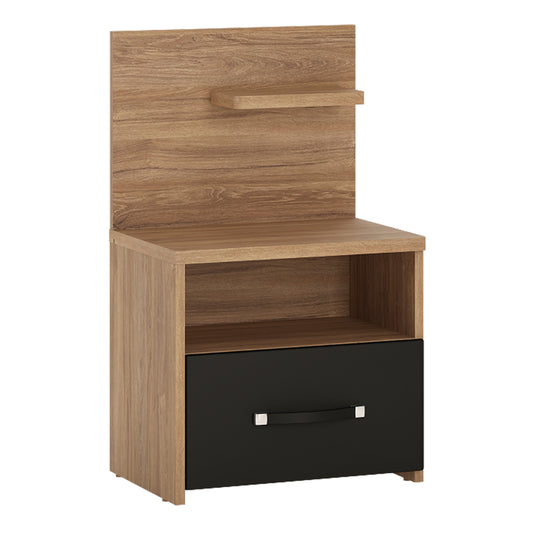 Andorra 1 drawer bedside with open shelf  in Oak and Black