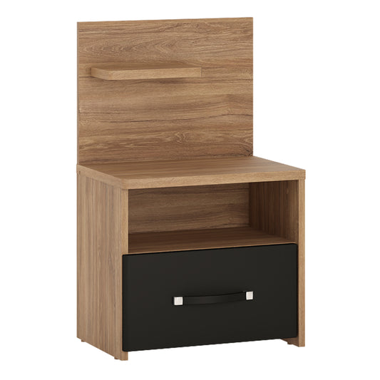 Andorra 1 drawer bedside with open shelf  in Oak and Black