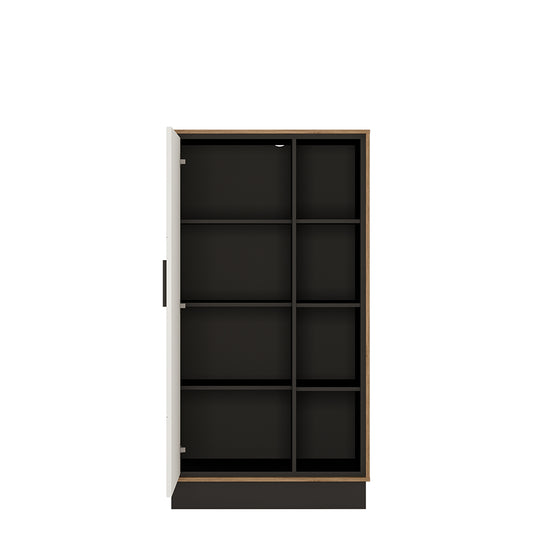 Brulo Wide 1 door bookcase in Walnut and White