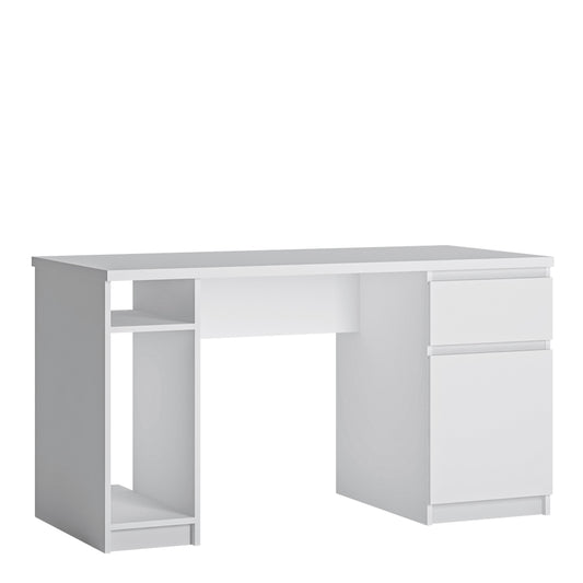 Friboi 1 door 1 drawer twin pedestal desk in White