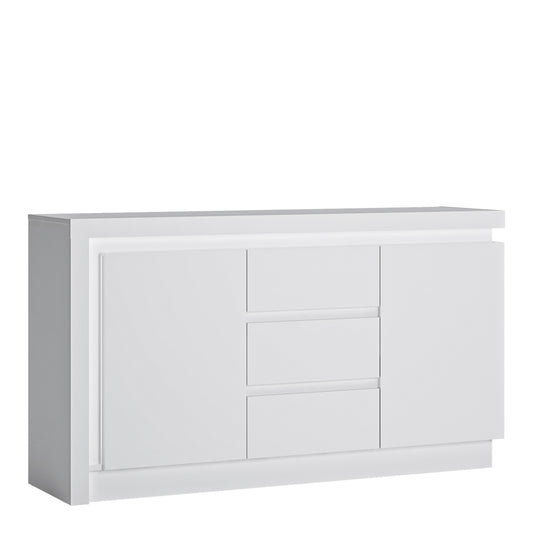 Marseille 2 Door 3 Drawer Sideboard (including LED lighting) in White and High Gloss