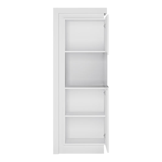 Marseille Narrow display cabinet (RHD) 164.1cm high (including LED lighting) in White and High Gloss