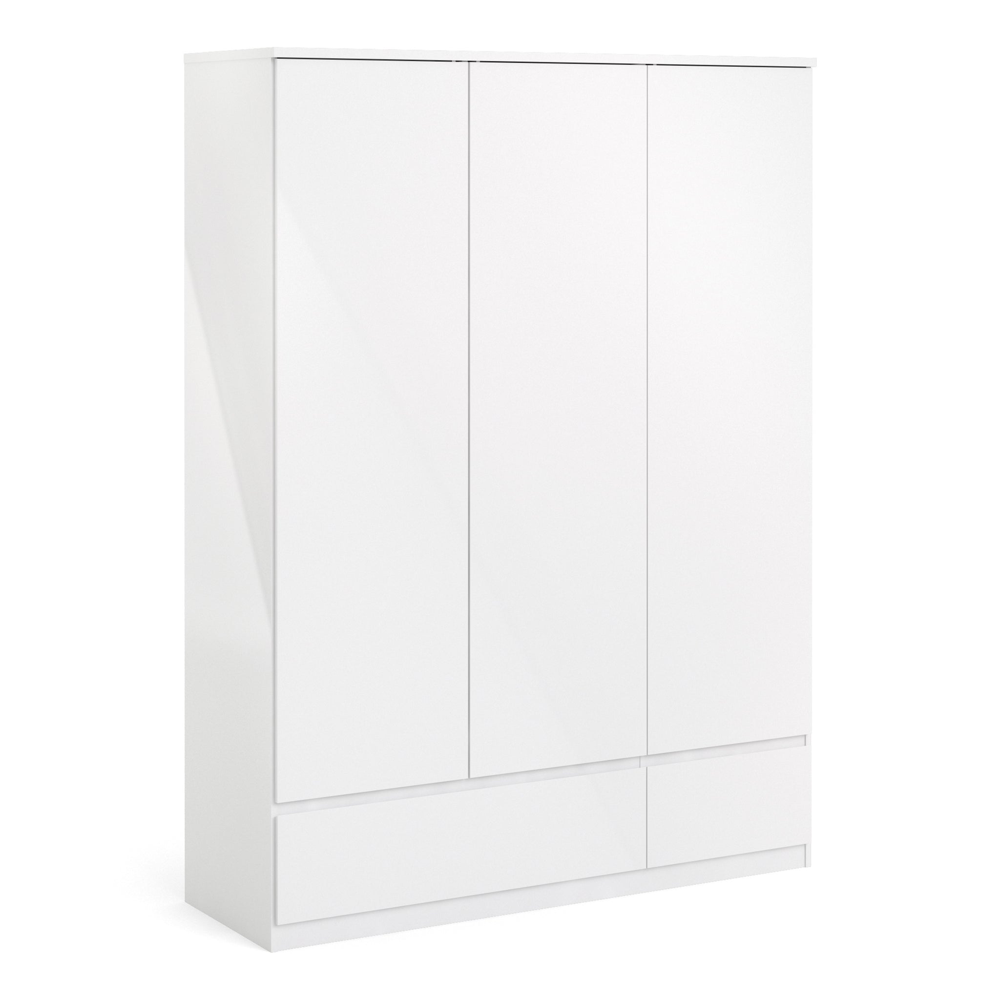 Gaia Wardrobe with 3 doors + 2 drawers in White High Gloss