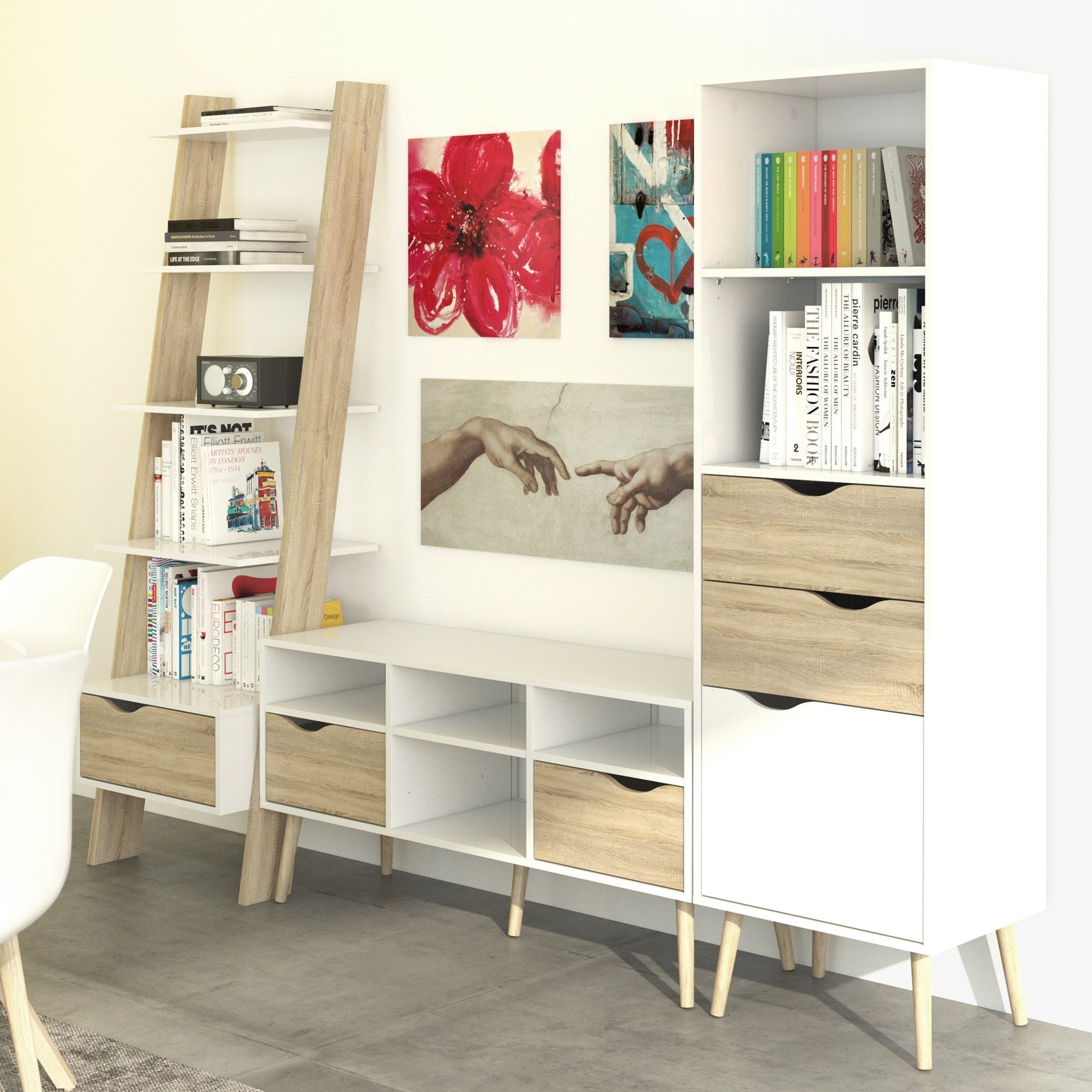 Bergen Leaning Bookcase 1 Drawer