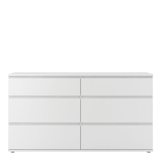 NebulaWide Chest of 6 Drawers (3+3) in White