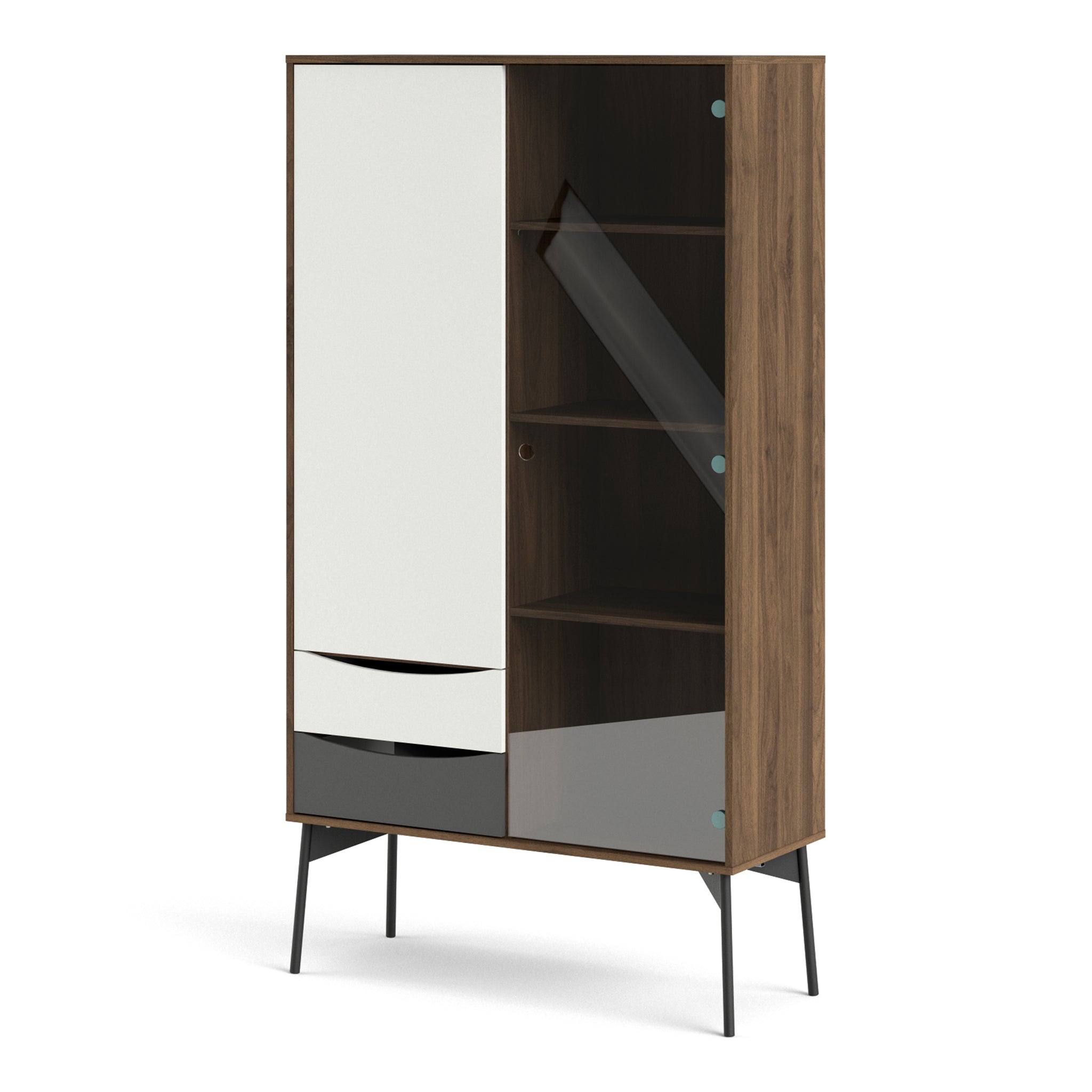 Pelt China Cabinet 1 door + 1 Glass Door + 2 Drawers