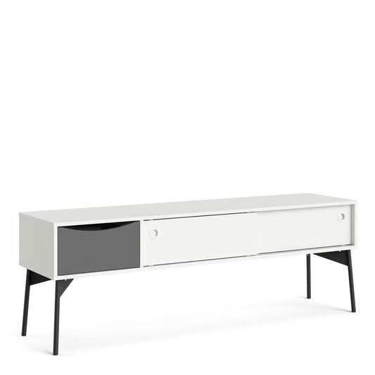Pelt TV-Unit 2 sliding Doors + 1 Drawer in Grey and White
