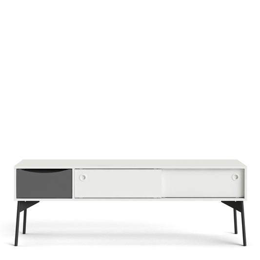 Pelt TV-Unit 2 sliding Doors + 1 Drawer in Grey and White