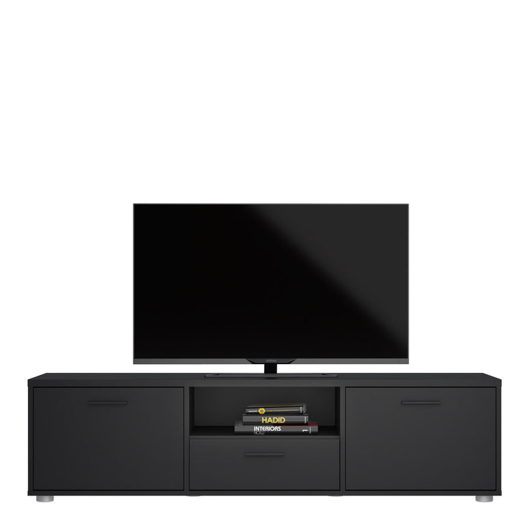 Channel TV-unit with 2 doors + 1 drawer Black