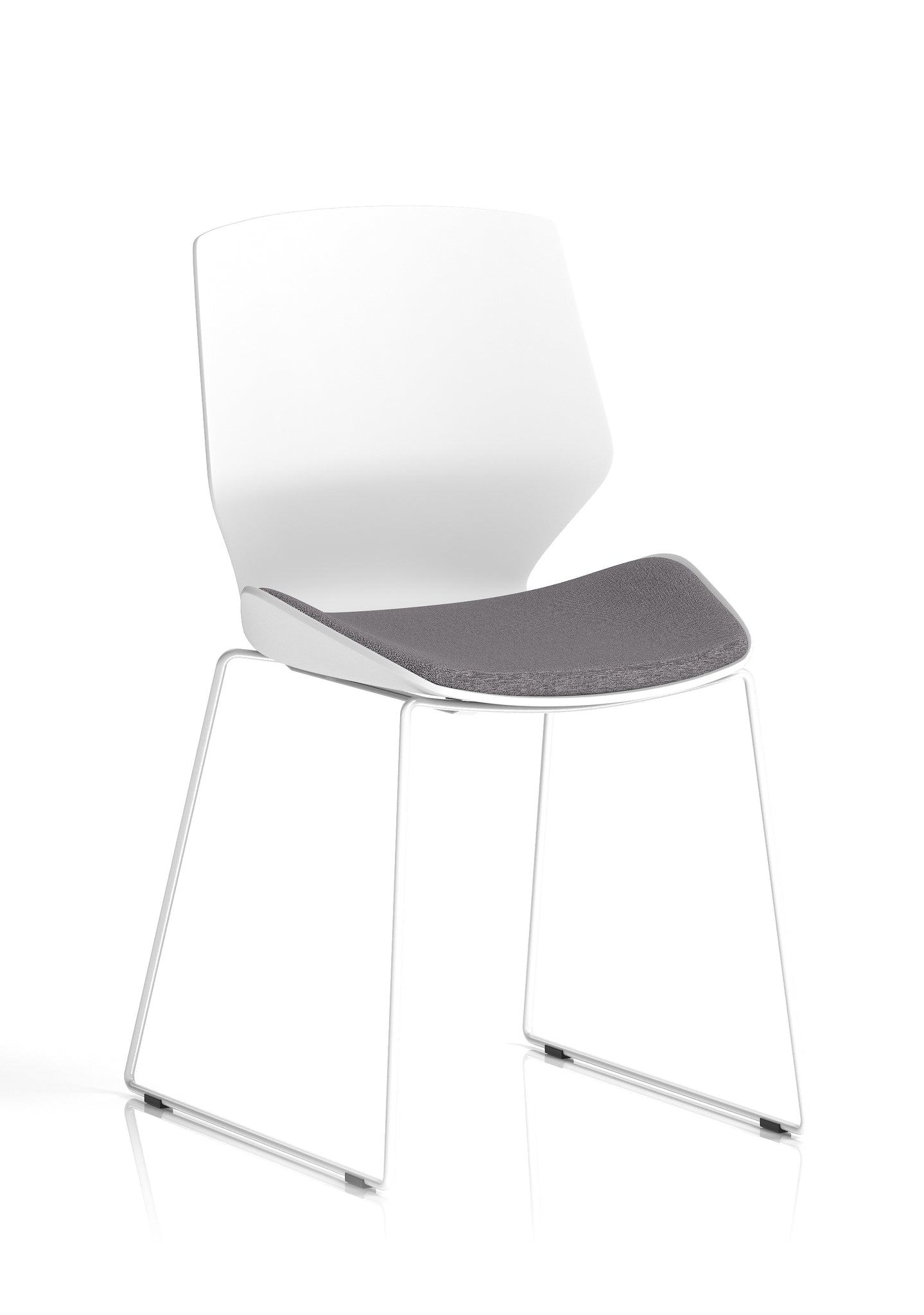 Florence Sled Visitor Chair – Grey Fabric Seat, White Frame, Metal/Plastic Construction, Self-Assembly, 2 Year Warranty – Modern Office Reception Guest Seating