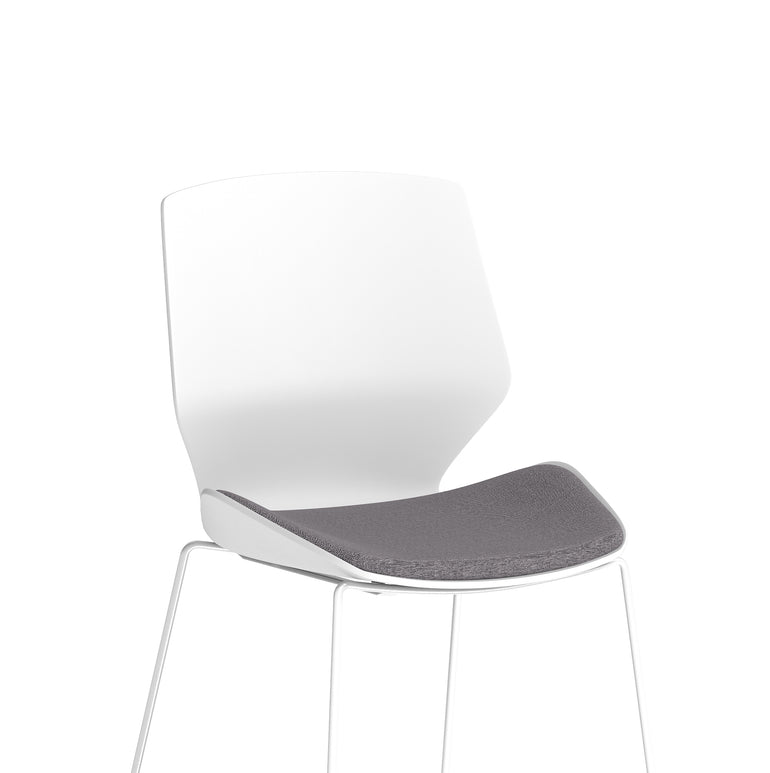 Florence Sled Visitor Chair – Grey Fabric Seat, White Frame, Metal/Plastic Construction, Self-Assembly, 2 Year Warranty – Modern Office Reception Guest Seating