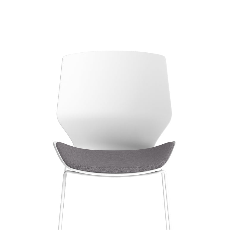 Florence Sled Visitor Chair – Grey Fabric Seat, White Frame, Metal/Plastic Construction, Self-Assembly, 2 Year Warranty – Modern Office Reception Guest Seating